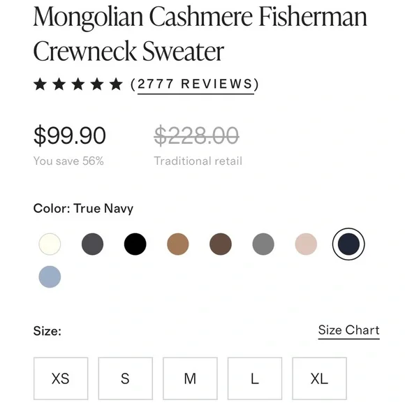 NWOT Quince Mongolian Cashmere Fisherman Crewneck Sweater 100% Cashmere - Small - Picture 11 of 13